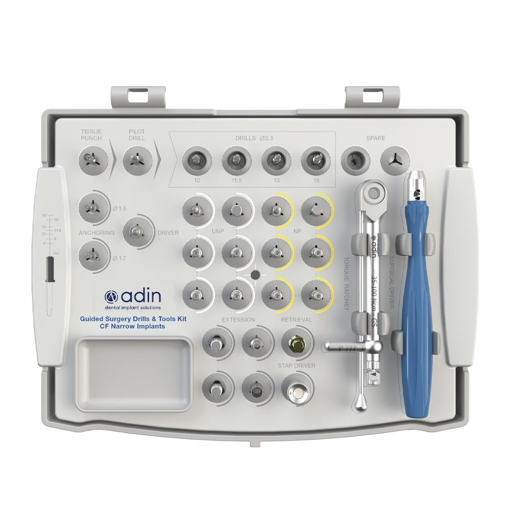 Guided Surgery Drills & Accessories KIT - NP/UNP Implants - Adin - GoldenDent